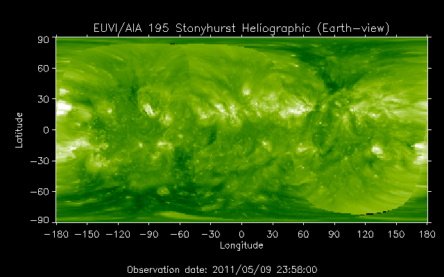 EUVI 195 heliographic map