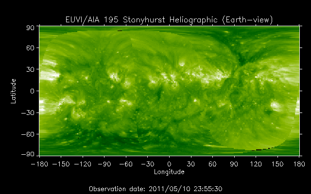 EUVI 195 heliographic map