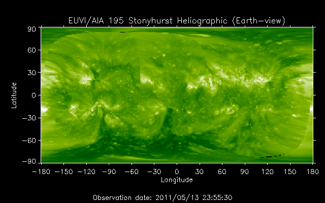 EUVI 195 heliographic map