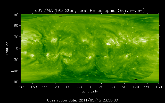 EUVI 195 heliographic map