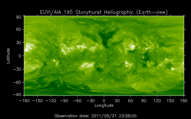 EUVI 195 heliographic map