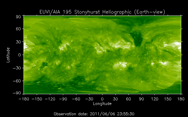 EUVI 195 heliographic map