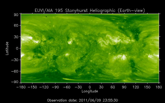 EUVI 195 heliographic map