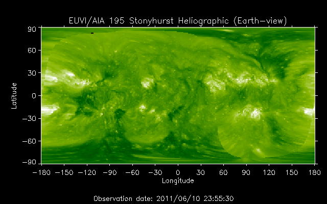 EUVI 195 heliographic map