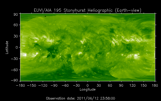 EUVI 195 heliographic map