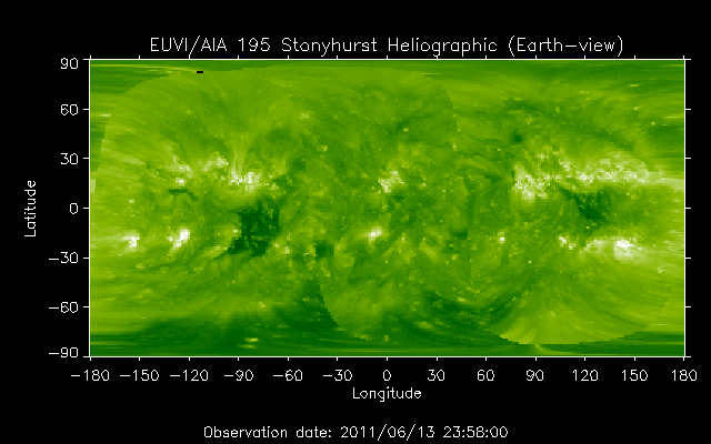 EUVI 195 heliographic map
