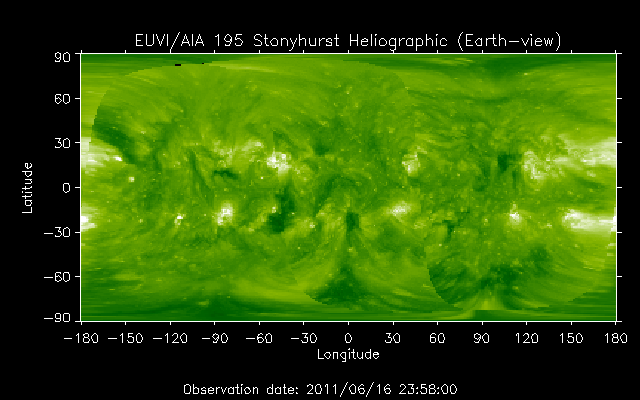 EUVI 195 heliographic map