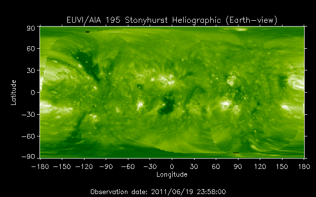 EUVI 195 heliographic map