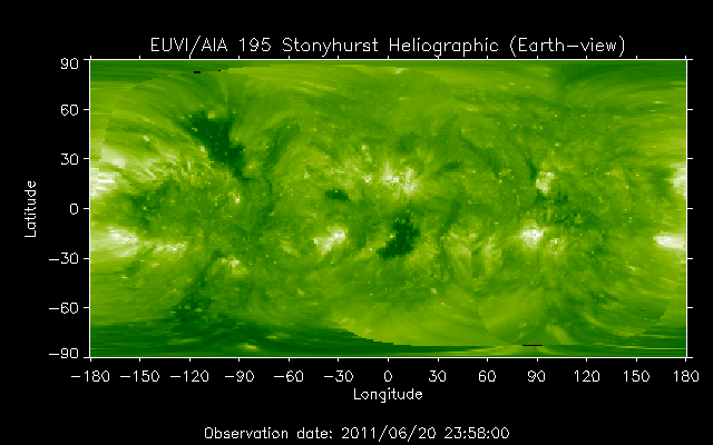 EUVI 195 heliographic map