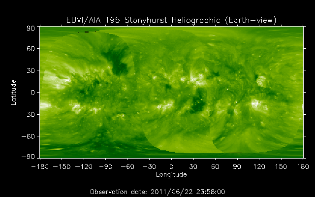 EUVI 195 heliographic map