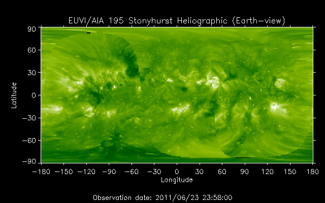 EUVI 195 heliographic map