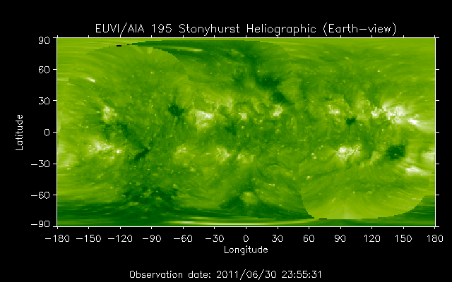EUVI 195 heliographic map