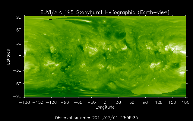 EUVI 195 heliographic map
