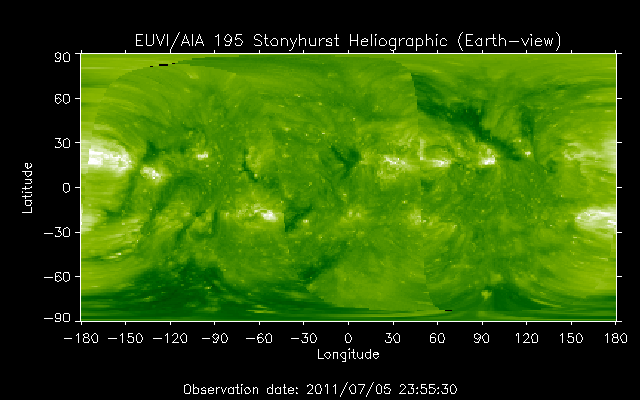 EUVI 195 heliographic map