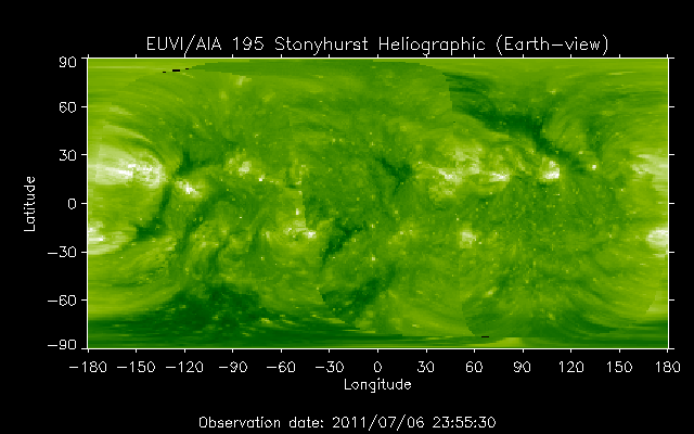 EUVI 195 heliographic map