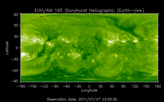 EUVI 195 heliographic map