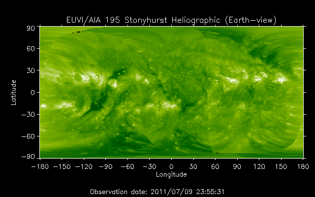 EUVI 195 heliographic map