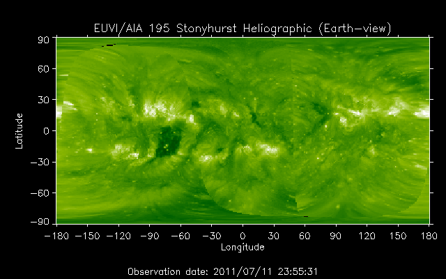 EUVI 195 heliographic map