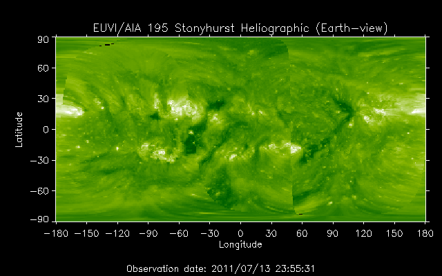 EUVI 195 heliographic map