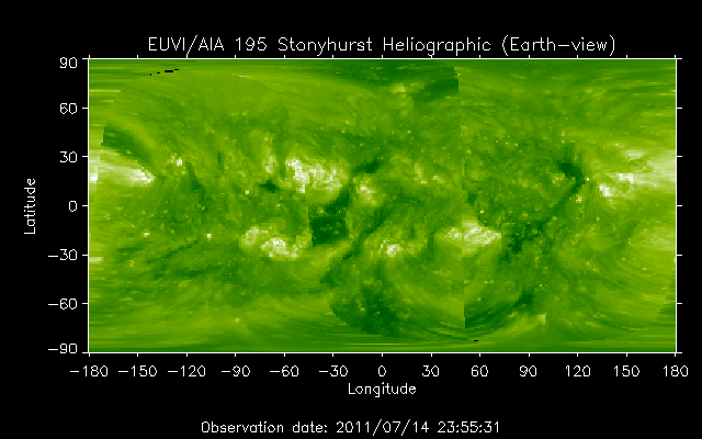 EUVI 195 heliographic map