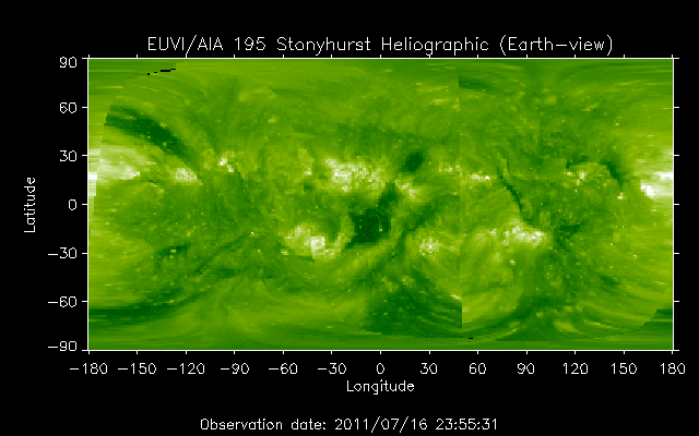 EUVI 195 heliographic map
