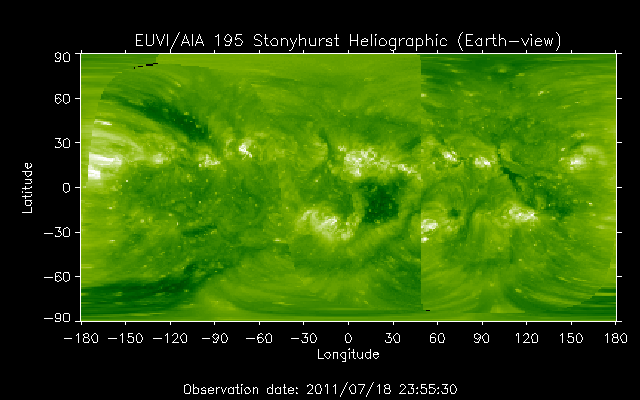 EUVI 195 heliographic map