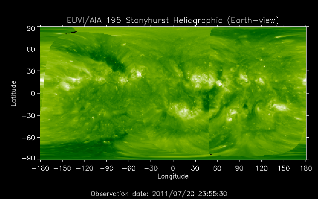 EUVI 195 heliographic map