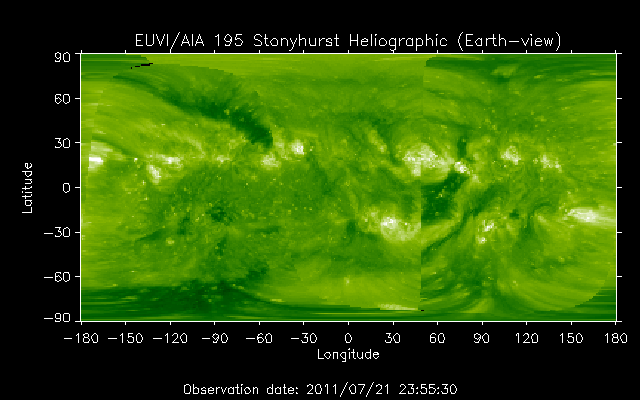 EUVI 195 heliographic map