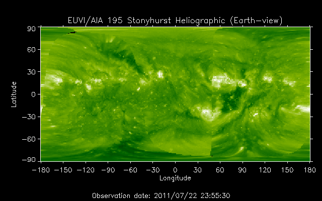 EUVI 195 heliographic map