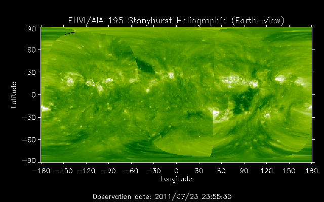 EUVI 195 heliographic map