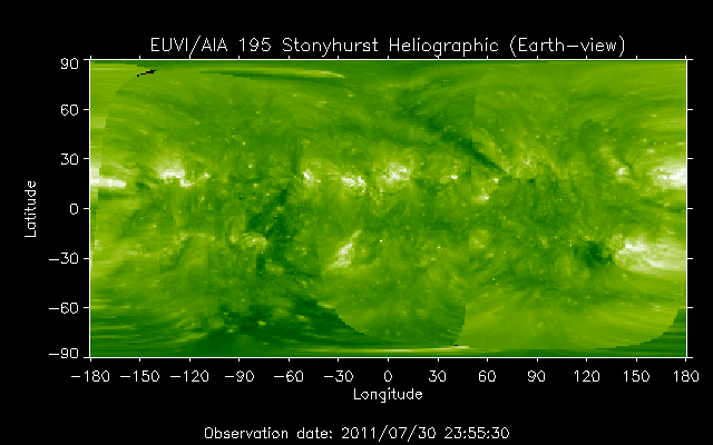 EUVI 195 heliographic map