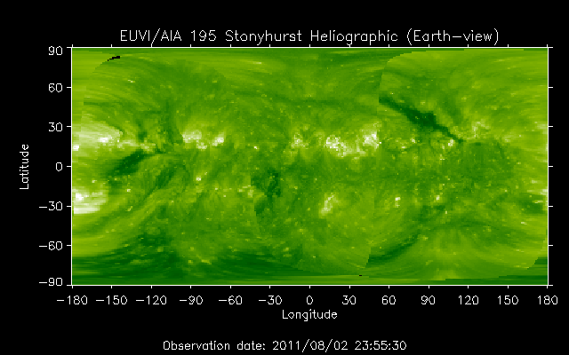EUVI 195 heliographic map