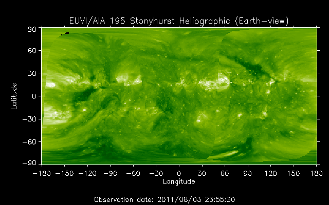 EUVI 195 heliographic map