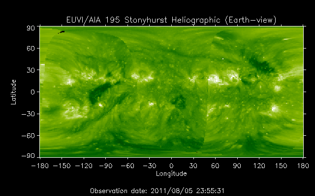 EUVI 195 heliographic map