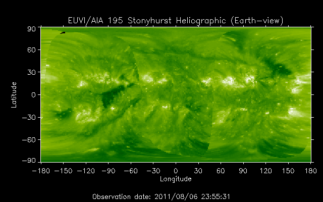 EUVI 195 heliographic map