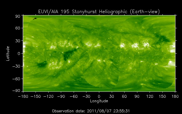 EUVI 195 heliographic map