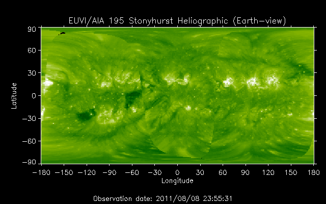 EUVI 195 heliographic map