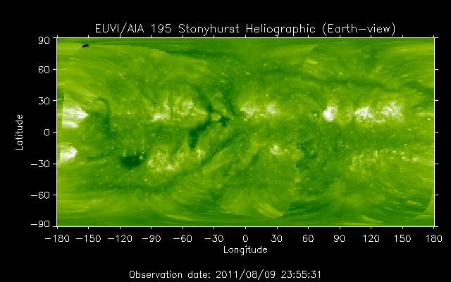 EUVI 195 heliographic map