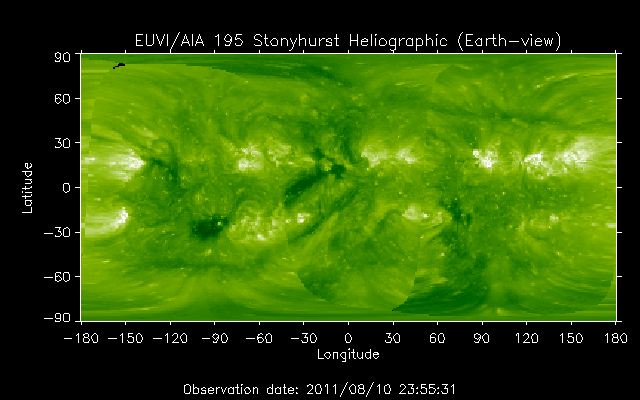 EUVI 195 heliographic map