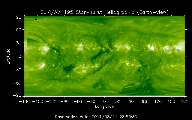 EUVI 195 heliographic map