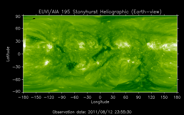 EUVI 195 heliographic map