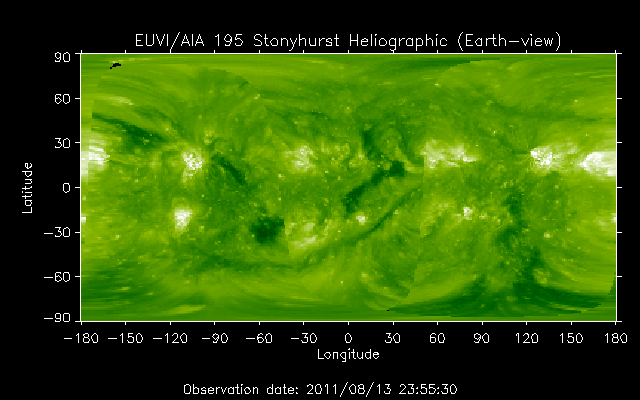 EUVI 195 heliographic map