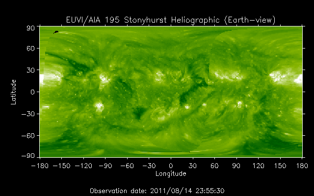 EUVI 195 heliographic map
