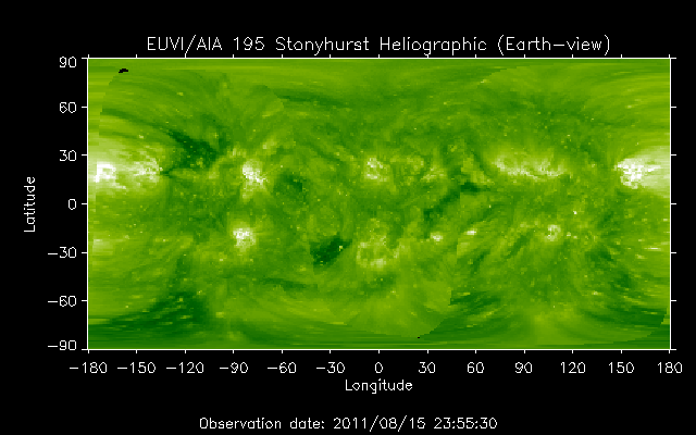 EUVI 195 heliographic map