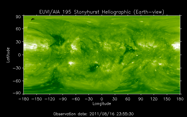 EUVI 195 heliographic map