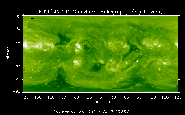 EUVI 195 heliographic map