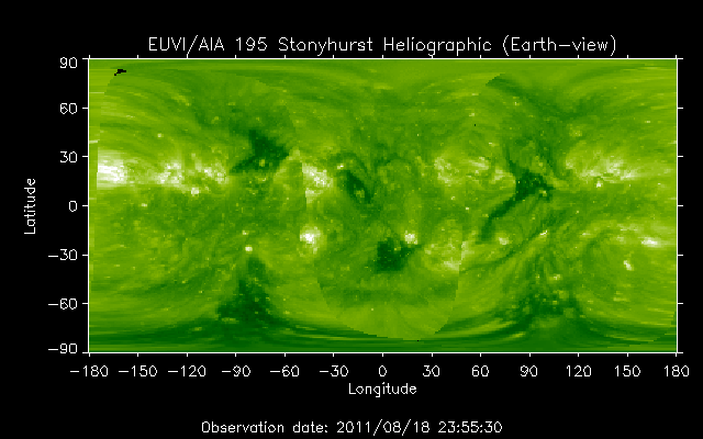 EUVI 195 heliographic map