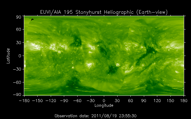 EUVI 195 heliographic map