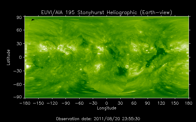 EUVI 195 heliographic map