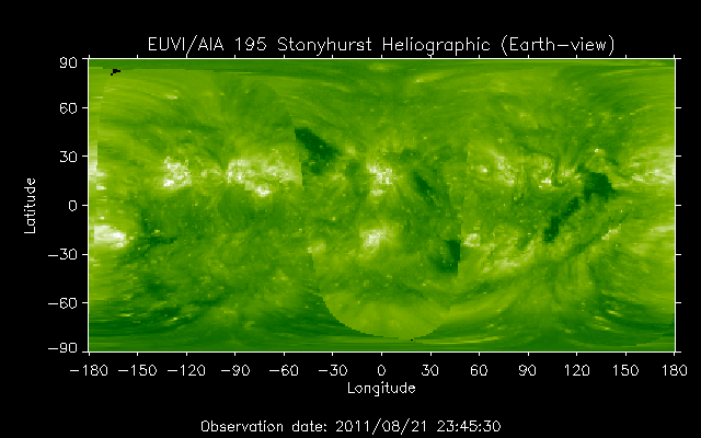 EUVI 195 heliographic map